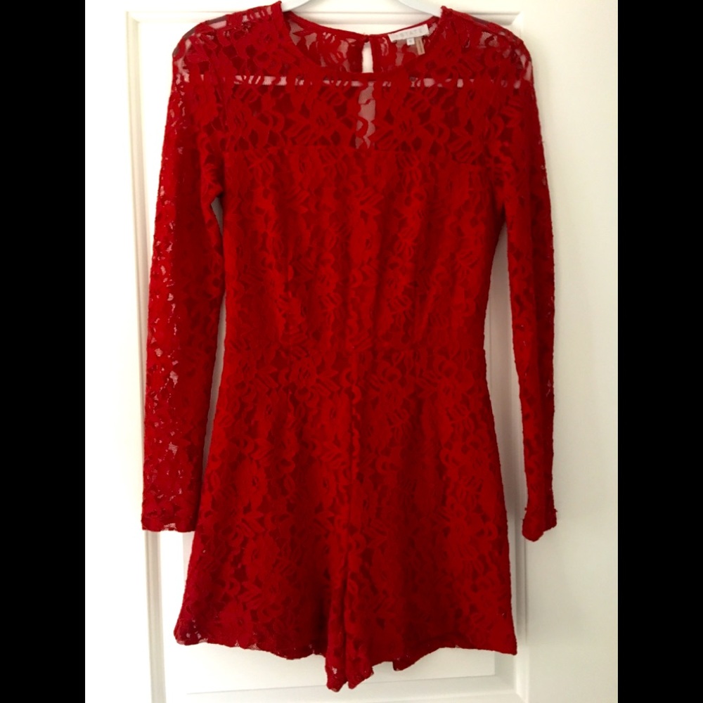 1. STATE Red laced, long sleeve romper, Size 0